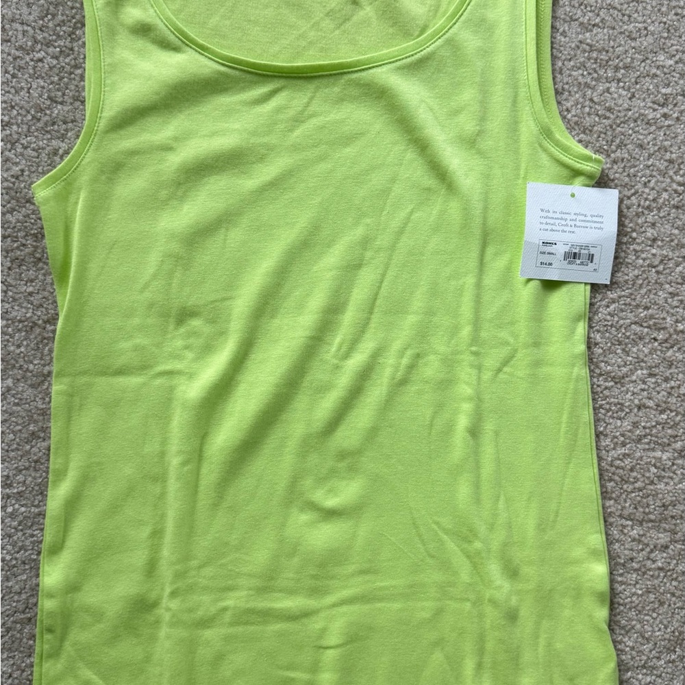 Women croft & barrow Neon Lime Scoop Neck Tank Size S NWT